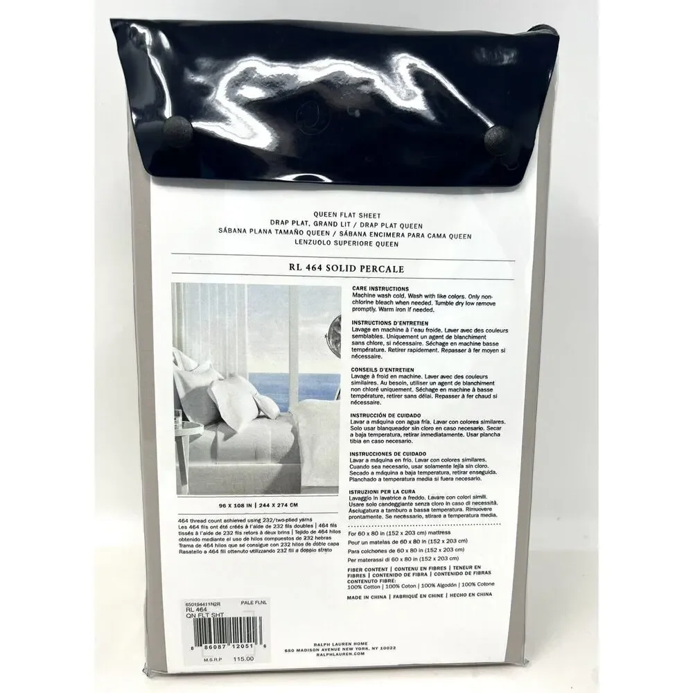 Ralph Lauren RL 464 QUEEN Flat Sheet “Pale Flannel